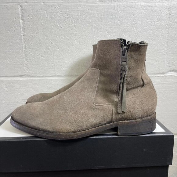 All Saints Brown Suede Ankle Boots Zip Side Men's 43 EU/10 US Made In Portugal - Picture 4 of 11